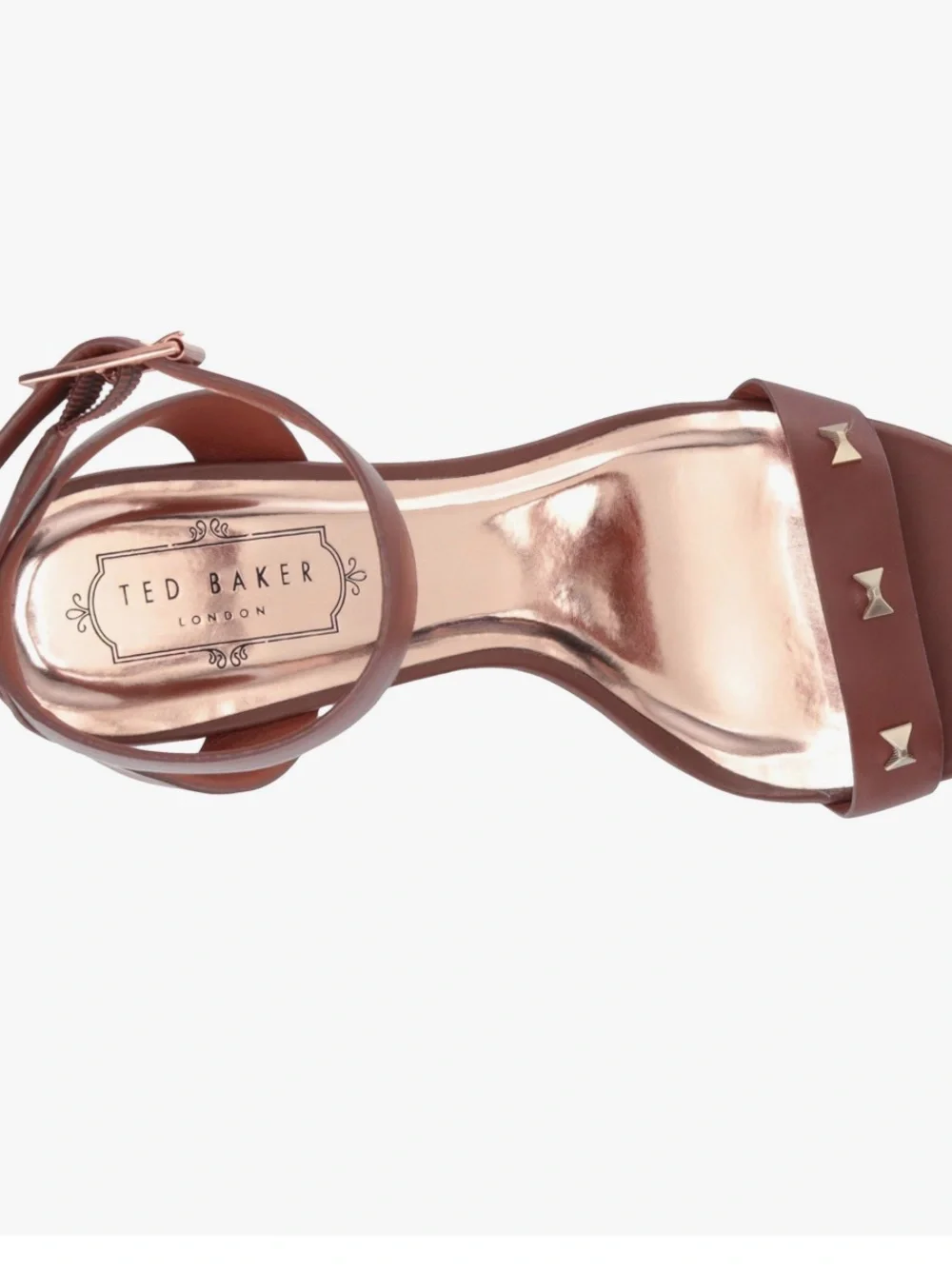 Ted Baker Brown Leather Block Heel Ankle-Strap Sandal